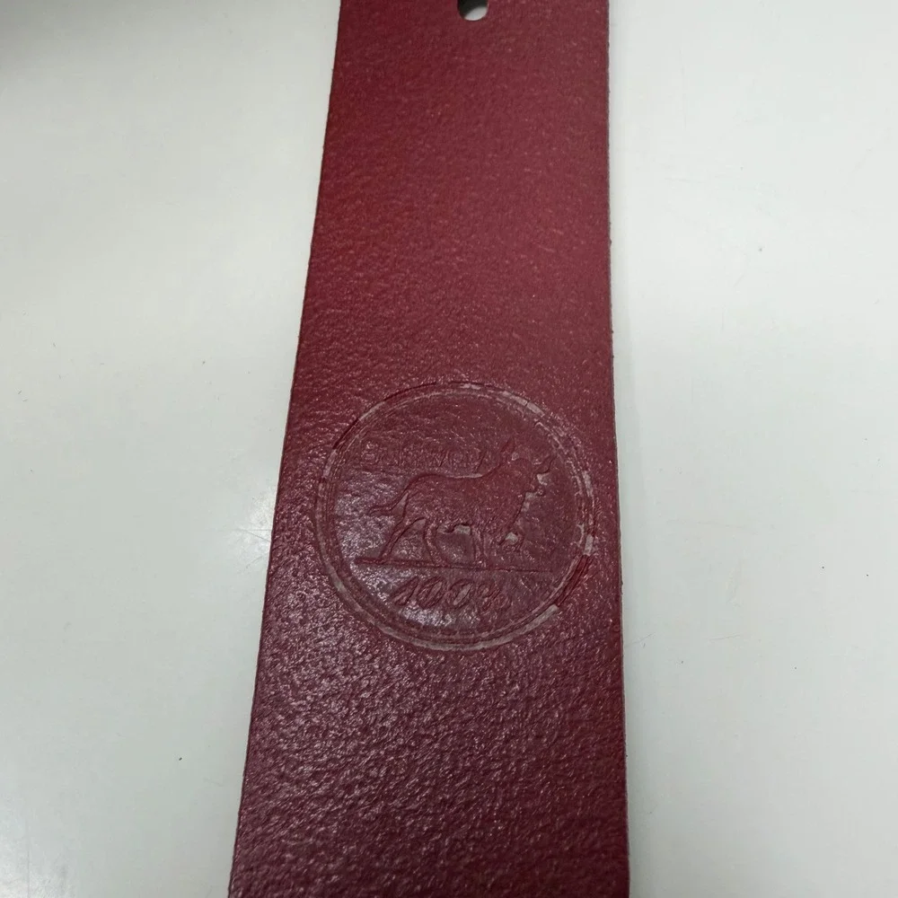 Buffway Leather Belt Mens Burgundy Red Gunmetal Buckle Classic Minimalist 34